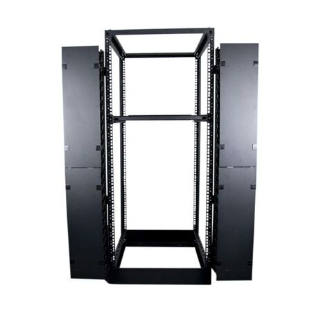 42RU 4 Post Depth Adjustable Open Frame. Inc. 2 x Vertical Cable Management Ducts & 1 x Shelf
