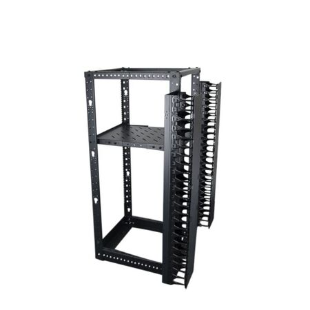 42RU 4 Post Depth Adjustable Open Frame. Inc. 2 x Vertical Cable Management Ducts & 1 x Shelf
