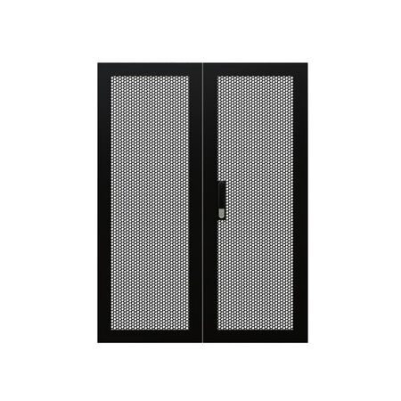CERTECH Perforated Steel Barn Doors for 18RU 600mm Wide Premier Series Racks, w/ Push Button Lock