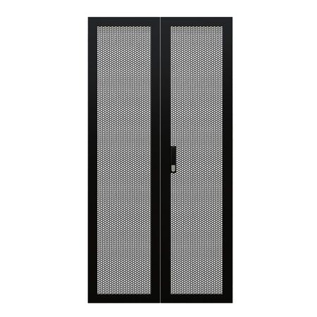 CERTECH Perforated Steel Barn Doors for 22RU 600mm Wide Premier Series Racks, w/ Push Button Lock