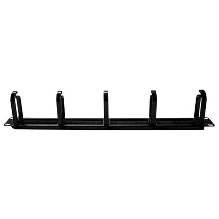 19" 1RU Metal Cable Management Bar with Brush Entry, 75mm Deep