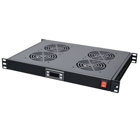 CERTECH 1RU Fan Unit with Digital Thermostat, 4 Fans