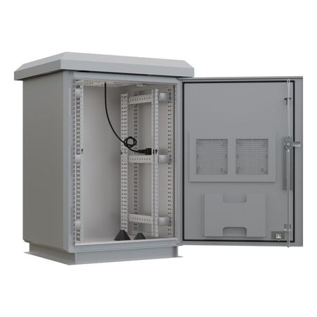 CERTECH 18RU 600mm Deep Outdoor Freestanding Cabinet. IP45 Rated, Grey