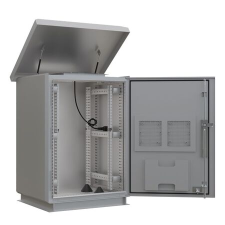 CERTECH 18RU 600mm Deep Outdoor Freestanding Cabinet. IP45 Rated, Grey
