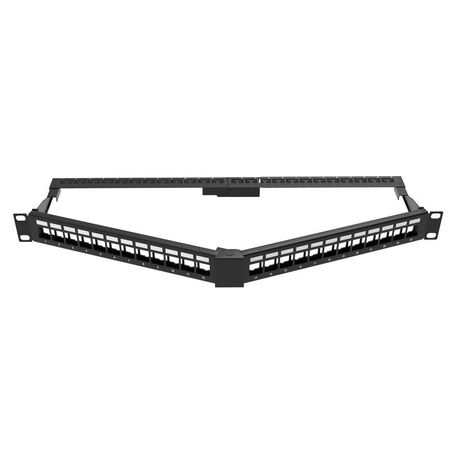 CERTECH 1RU 19" 24 Port Shielded Angled Unloaded Patch Panel, with Rear Support Bar