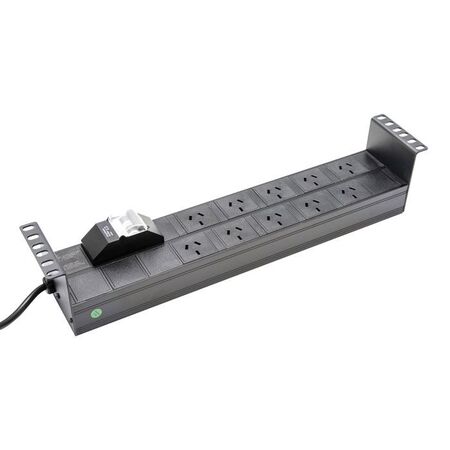 CERTECH Horizontal 2RU PDU, 10 x 10 Amp 3 Pin Outlets w/ 10 Amp Plug
