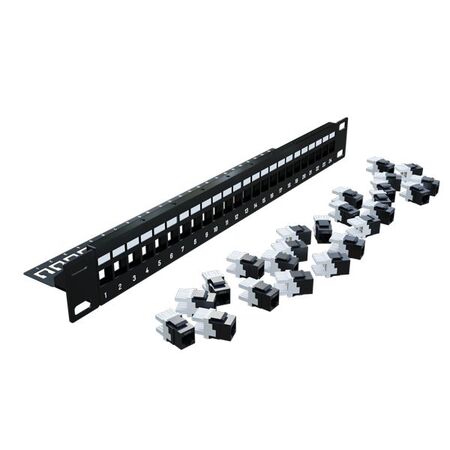 CERTECH 24 Port 19" Cat6 UTP Modular Patch Panel, Complete with 24 x Cat6 Black Keystone Jacks