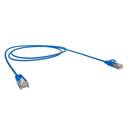 CERTECH Cat6A 34AWG S/FTP 10G RJ45 Patch Lead, Blue LSZH Jacket, 0.5m