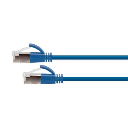 CERTECH Cat6A 34AWG S/FTP 10G RJ45 Patch Lead, Blue LSZH Jacket, 0.5m