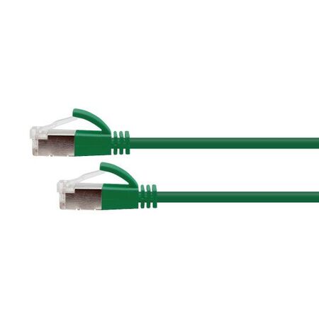 CERTECH Cat6A 34AWG S/FTP 10G RJ45 Patch Lead, Green LSZH Jacket, 2m