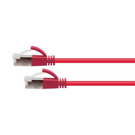 CERTECH Cat6A 34AWG S/FTP 10G RJ45 Patch Lead, Red LSZH Jacket, 0.75m