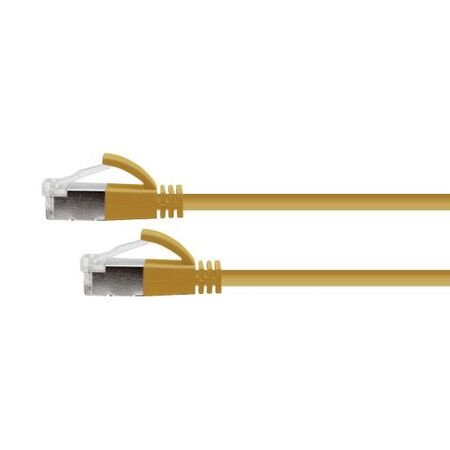 CERTECH Cat6A 34AWG S/FTP 10G RJ45 Patch Lead, Yellow LSZH Jacket, 0.25m