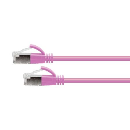 CERTECH Cat6A 34AWG S/FTP 10G RJ45 Patch Lead, Pink PVC Jacket, 1.25m