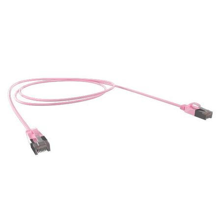 CERTECH Cat6A 34AWG S/FTP 10G RJ45 Patch Lead, Pink PVC Jacket, 2m