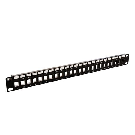 CERTECH 1RU 19" 24 Port Patch Panel Suitable for STP & UTP Applications, with Rear Support Bar