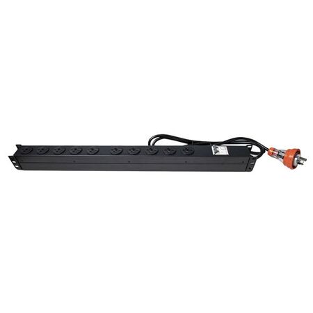CERTECH Vertical PDU, 10 x 10 Amp 3 Pin Outlets w/ Captive 15 Amp Plug