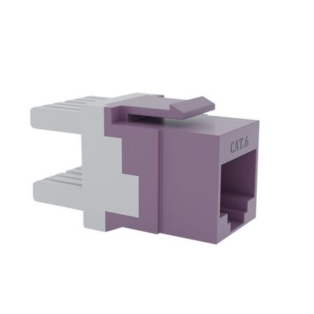 Cat6 RJ-45 UTP Keystone Jack. Purple, 180 degrees, 12pc Pack