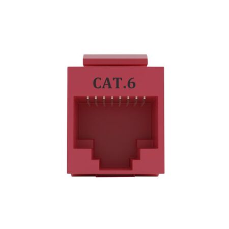 Cat6 RJ-45 UTP Keystone Jack. Red, 180 degrees, 12pc Pack