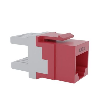 Cat6 RJ-45 UTP Keystone Jack. Red, 180 degrees, 12pc Pack