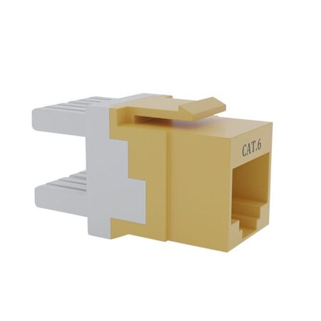 Cat6 RJ-45 UTP Keystone Jack. Yellow, 180 degrees, 12pc Pack