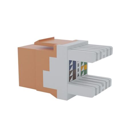 Cat6 RJ-45 UTP Keystone Jack. Orange, 180 degrees, 12pc Pack