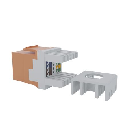 Cat6 RJ-45 UTP Keystone Jack. Orange, 180 degrees, 12pc Pack