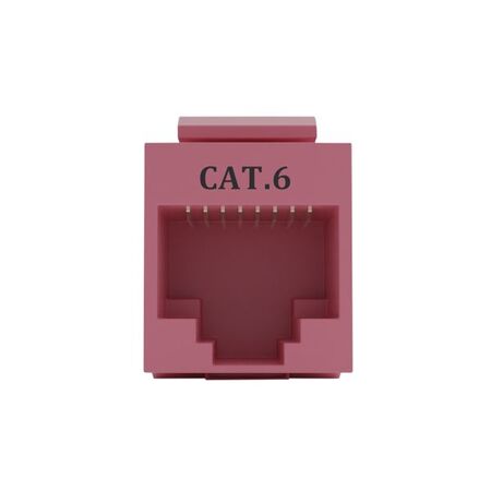 Cat6 RJ-45 UTP Keystone Jack. Pink, 180 degrees, 12pc Pack