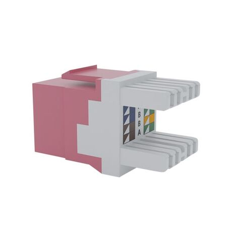 Cat6 RJ-45 UTP Keystone Jack. Pink, 180 degrees, 12pc Pack