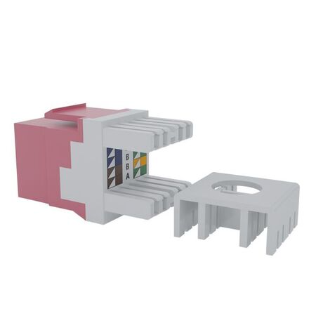 Cat6 RJ-45 UTP Keystone Jack. Pink, 180 degrees, 12pc Pack