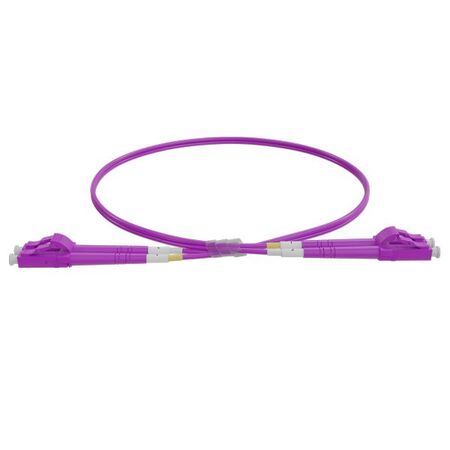 LC-LC OM4 Duplex Fibre Lead, Violet LSZH Jacket - 2m