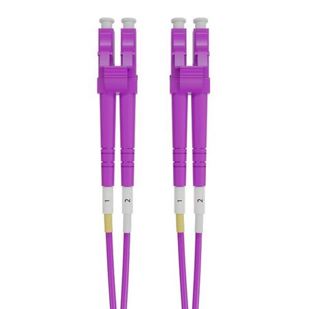 LC-LC OM4 Duplex Fibre Lead, Violet LSZH Jacket - 2m