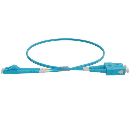 LC-SC OM4 Duplex Fibre Lead, Aqua LSZH Jacket - 1m