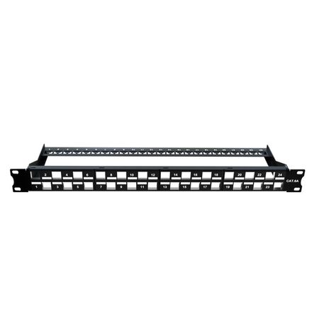 CERTECH 1RU 19" 24 Port Unloaded Staggered Patch Panel, with Rear Support Bar