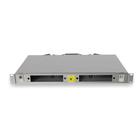 1RU Sliding Fibre Enclosure. Inc: 2 x 24F Splice Trays, Cable Ties, Hook & Loop, Routing Rings, Cable Glands & 48 x Splice Protectors