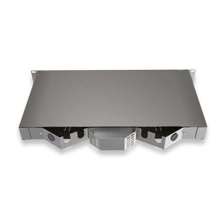 1RU Sliding Fibre Enclosure. Inc: 2 x 24F Splice Trays, Cable Ties, Hook & Loop, Routing Rings, Cable Glands & 48 x Splice Protectors