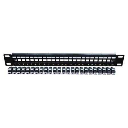 CERTECH 24 Port 19" Cat6A UTP Patch Panel, Complete with 24 x Cat6A Shuttered Keystone Jacks