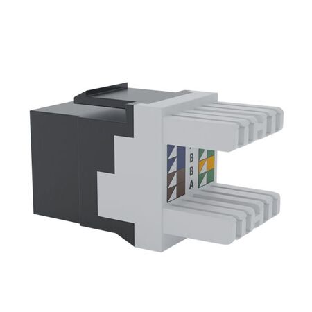 Cat6 RJ-45 UTP Keystone Jack. Black, 180 degrees, 6pc Pack