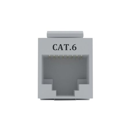 Cat6 RJ-45 UTP Keystone Jack. White, 180 degrees, 6pc Pack