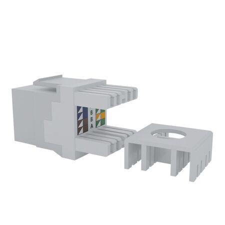 Cat6 RJ-45 UTP Keystone Jack. White, 180 degrees, 6pc Pack