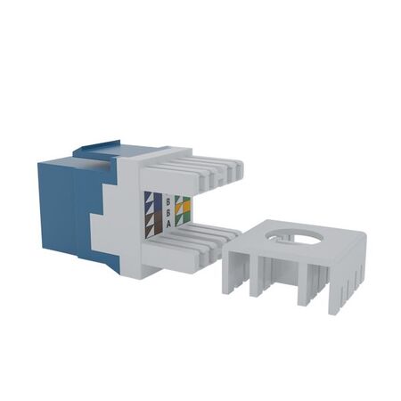 Cat6 RJ-45 UTP Keystone Jack. Blue, 180 degrees, 6pc Pack
