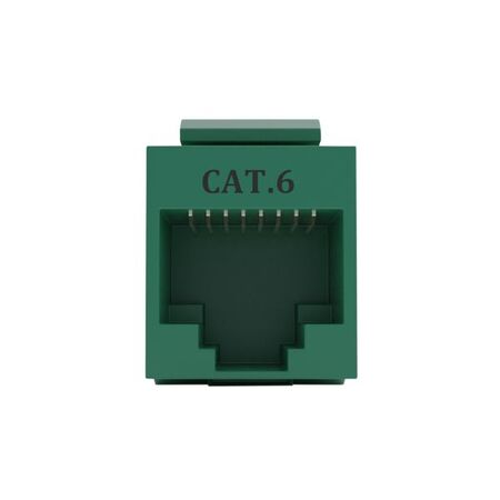 Cat6 RJ-45 UTP Keystone Jack. Green, 180 degrees, 6pc Pack