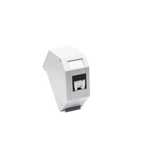 DIN Mount RJ45 Socket. Includes 1 x Cat6A UTP Keystone Jack w/ Dust Shutter