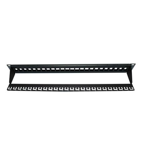 CERTECH 1RU 19" 24 Port Unloaded Patch Panel, with Rear Support Bar