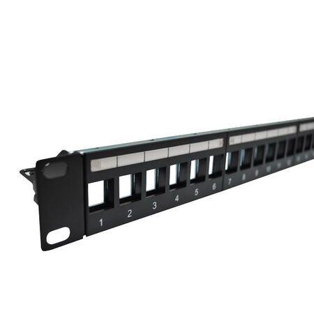 CERTECH 1RU 19" 24 Port Unloaded Patch Panel, with Rear Support Bar