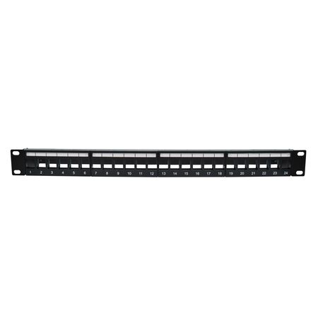 CERTECH 1RU 19" 24 Port Unloaded Patch Panel, with Rear Support Bar