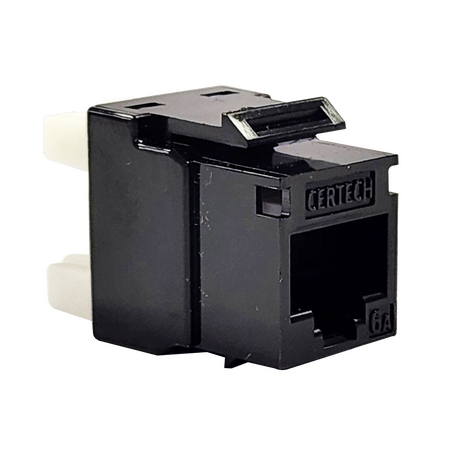 CERTECH Cat6A UTP Keystone Jack, Punch Down / Rapid Tool Termination, Rear Entry - 6pc Pack. Colour: Black