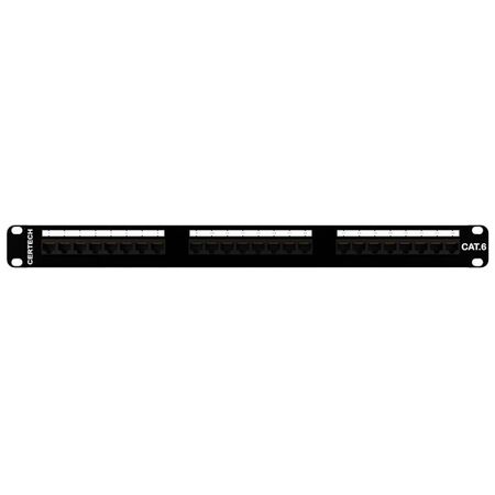 CERTECH 24 Port 19" Cat6 UTP Patch Panel, 110 Termination