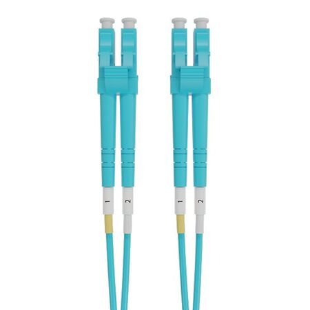 LC-LC OM4 Duplex Fibre Lead, Aqua LSZH Jacket - 50m