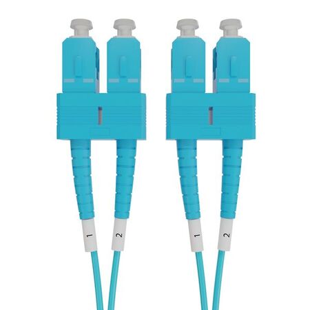 SC-SC OM4 Duplex Fibre Lead, Aqua LSZH Jacket - 30m