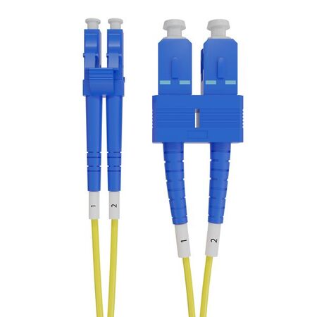 LC-SC OS2 (G657A1) Duplex Fibre Lead, Yellow LSZH Jacket - 10m